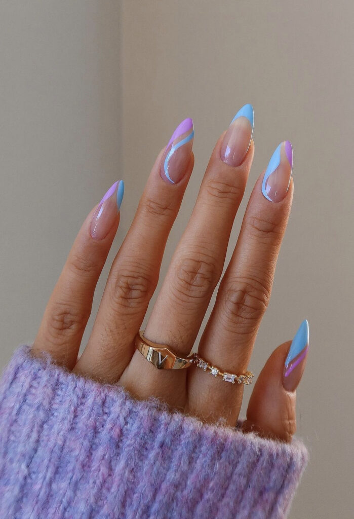 lilac and white nails