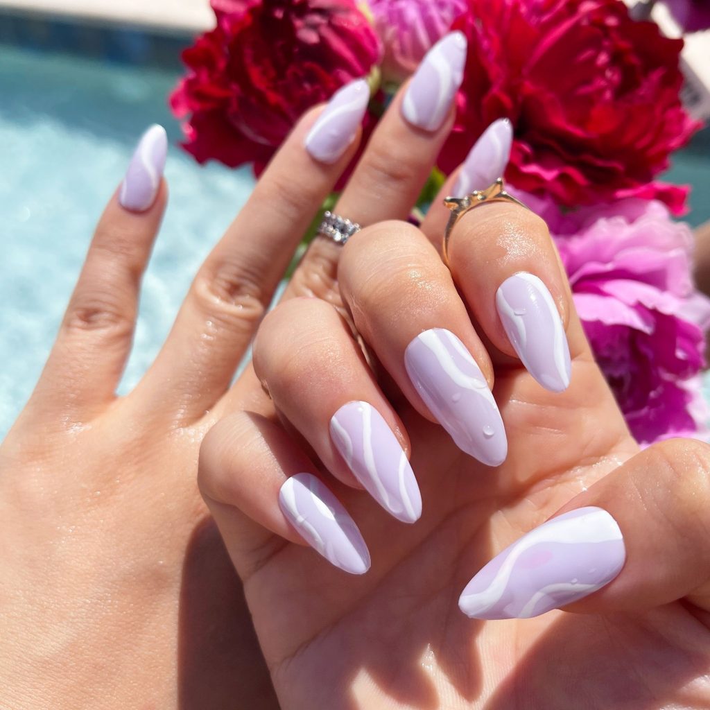 lilac and white nails