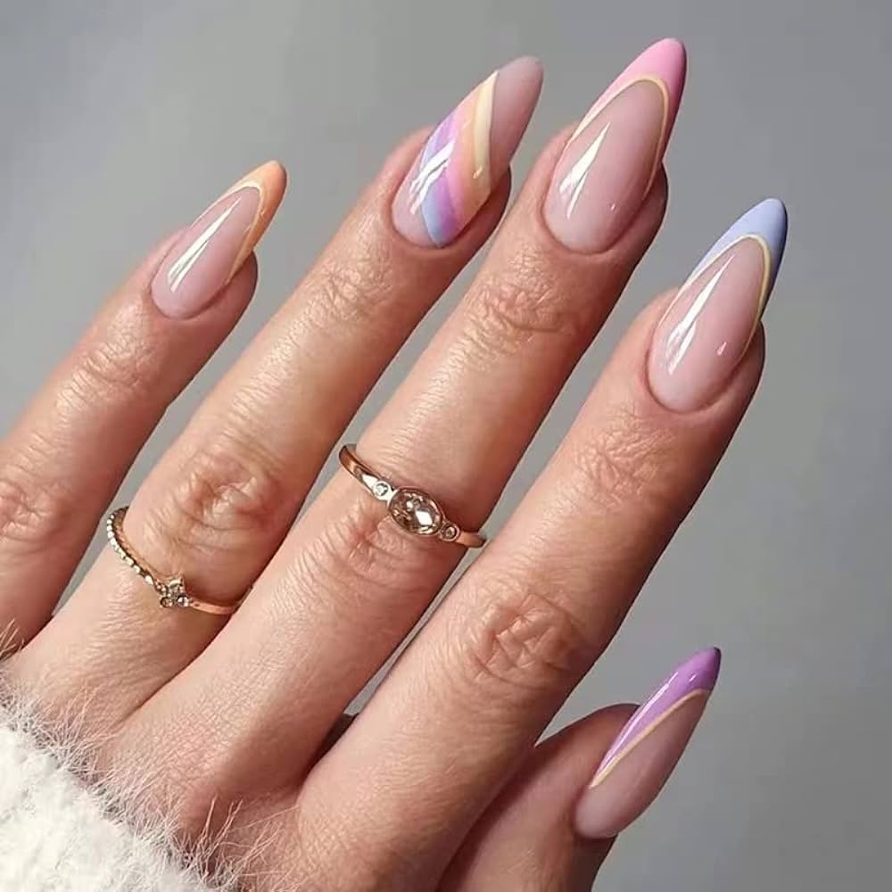 lilac and white nails