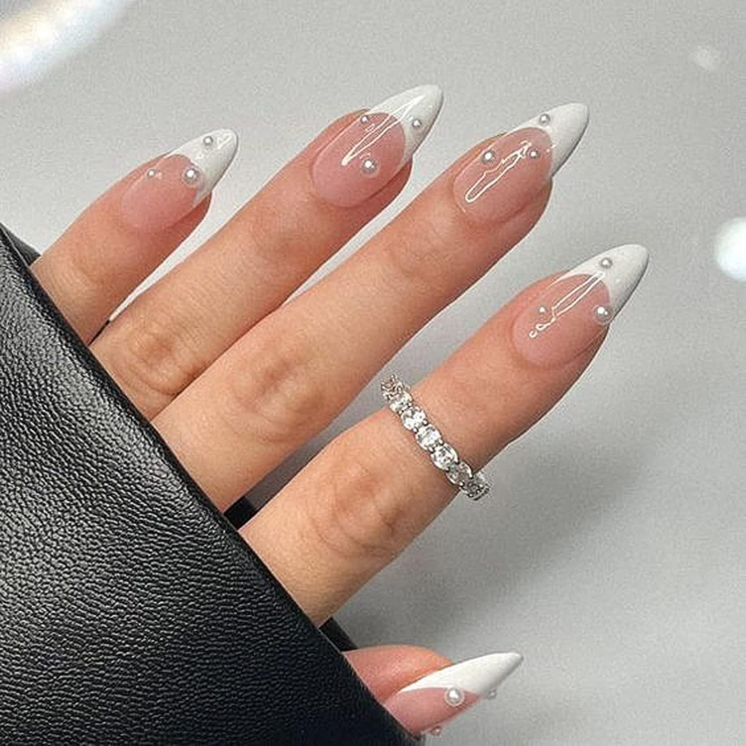 french tip almond nails