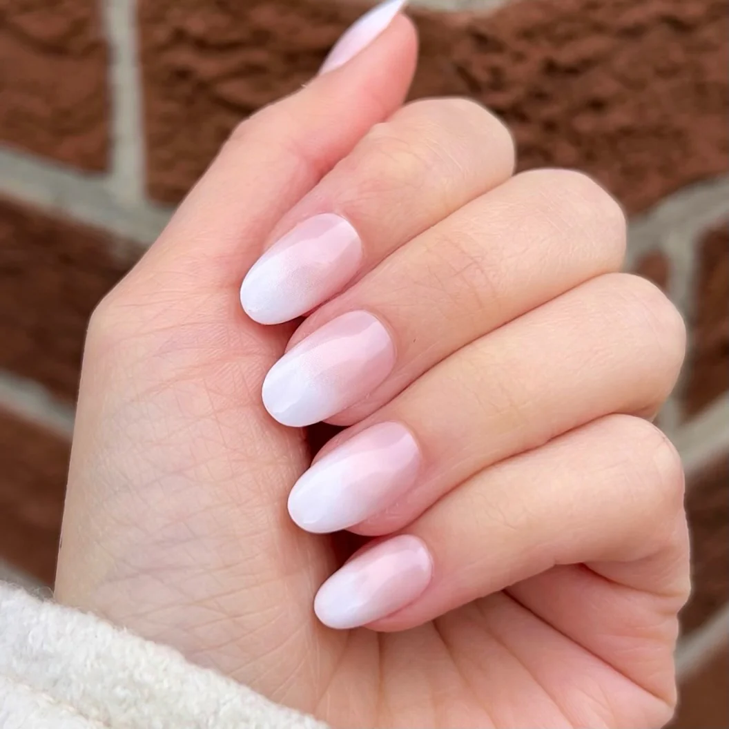 pink and white ombre nails