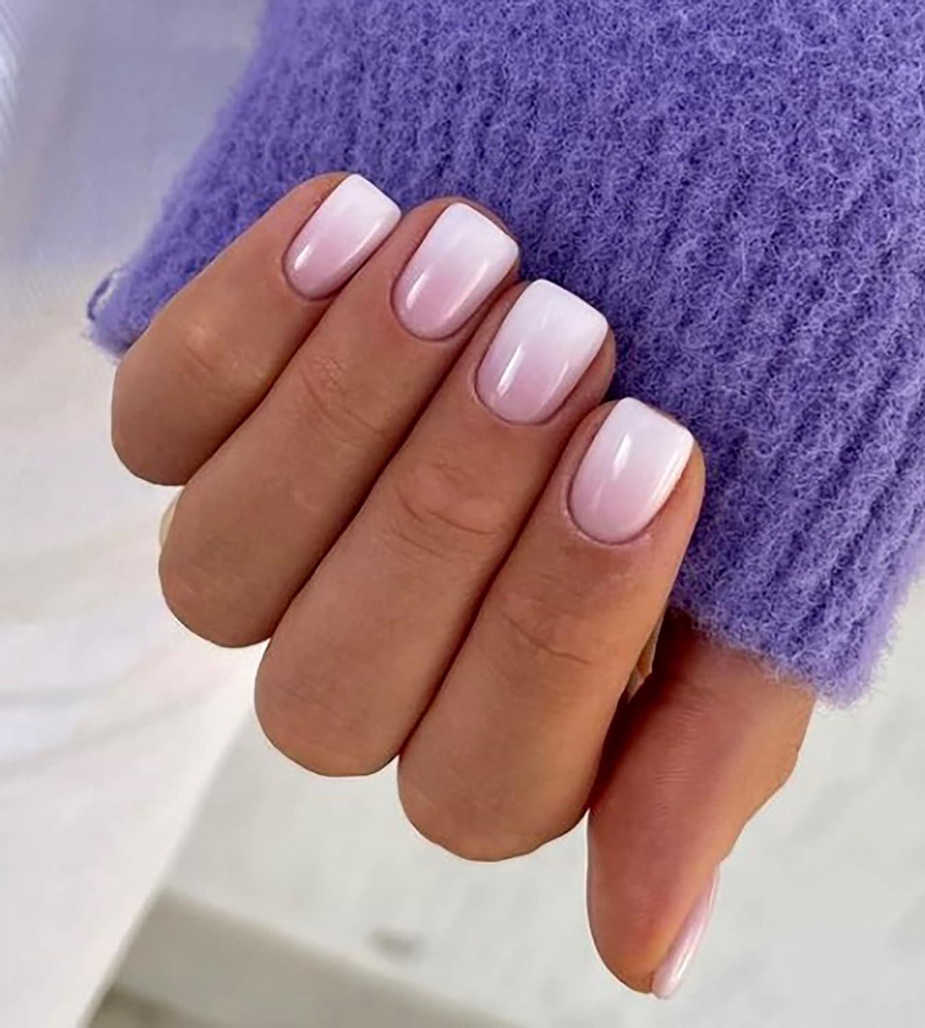 pink and white ombre nails