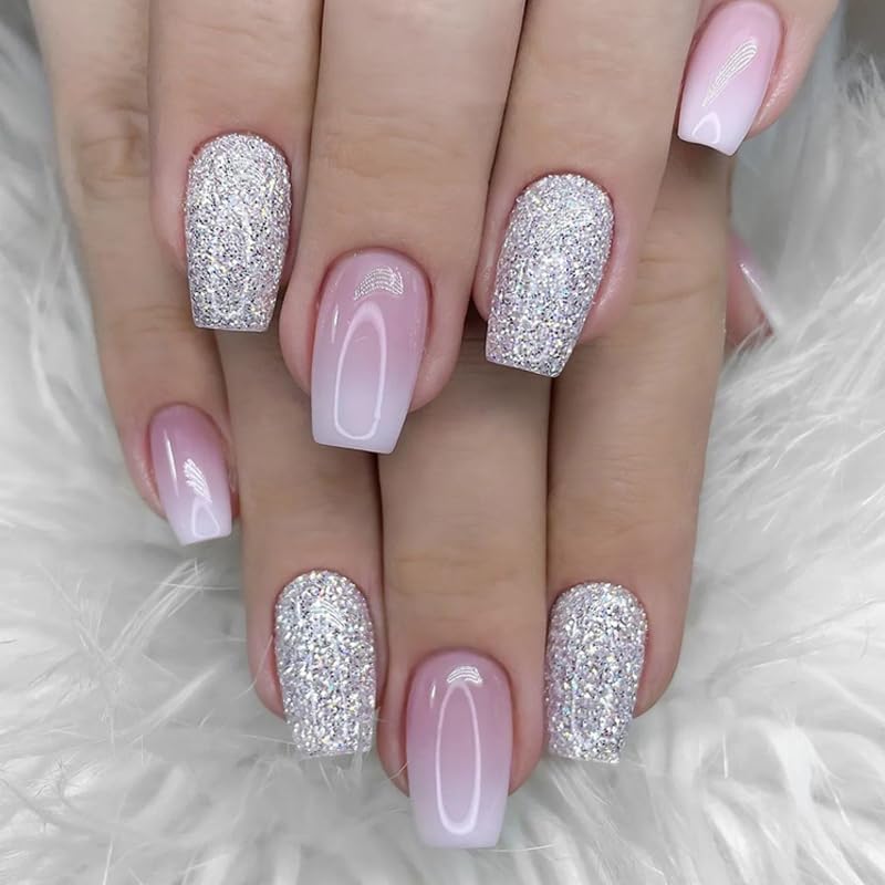 pink and white ombre nails