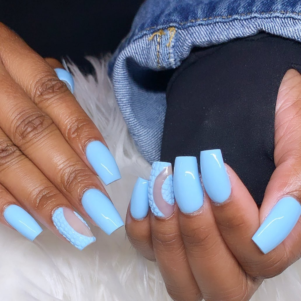 light blue nails