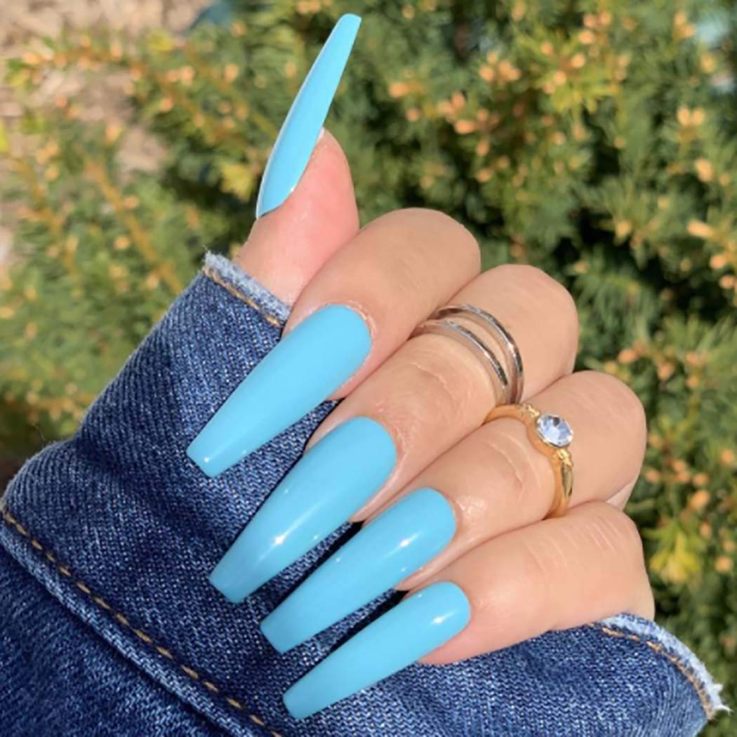 light blue nails