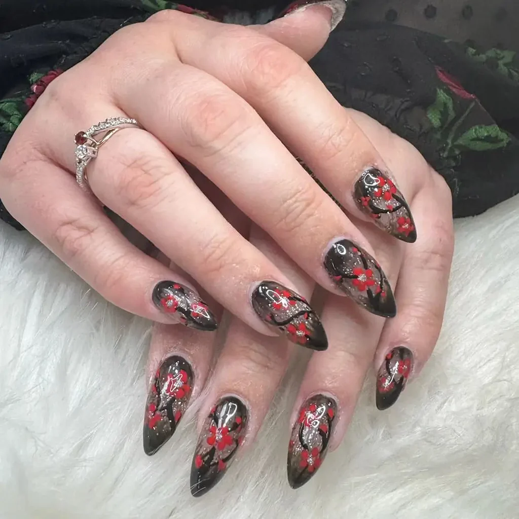 Black and Red Nails