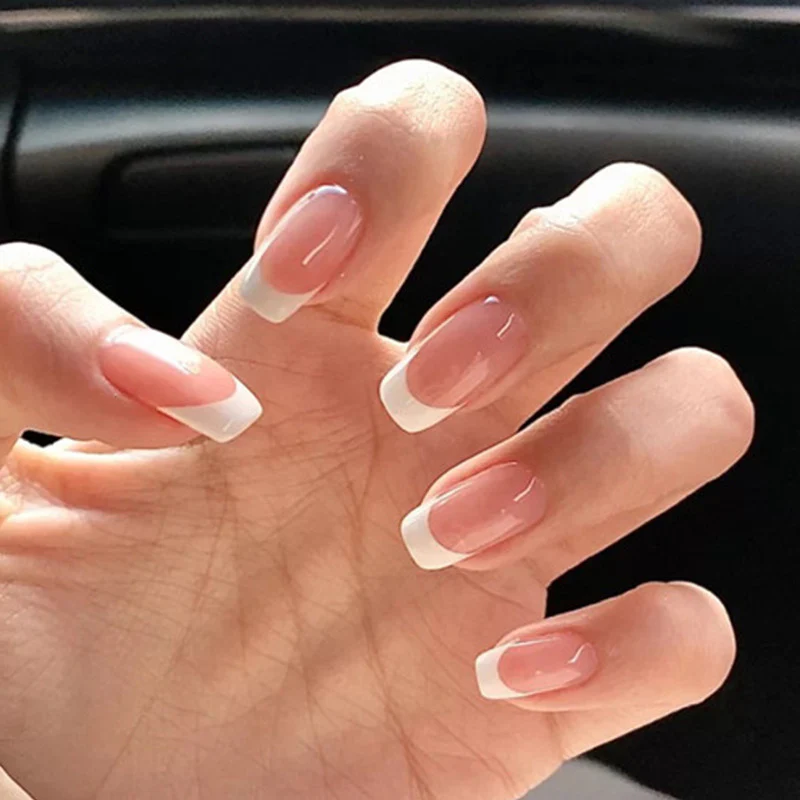 gel french manicure on natural nails