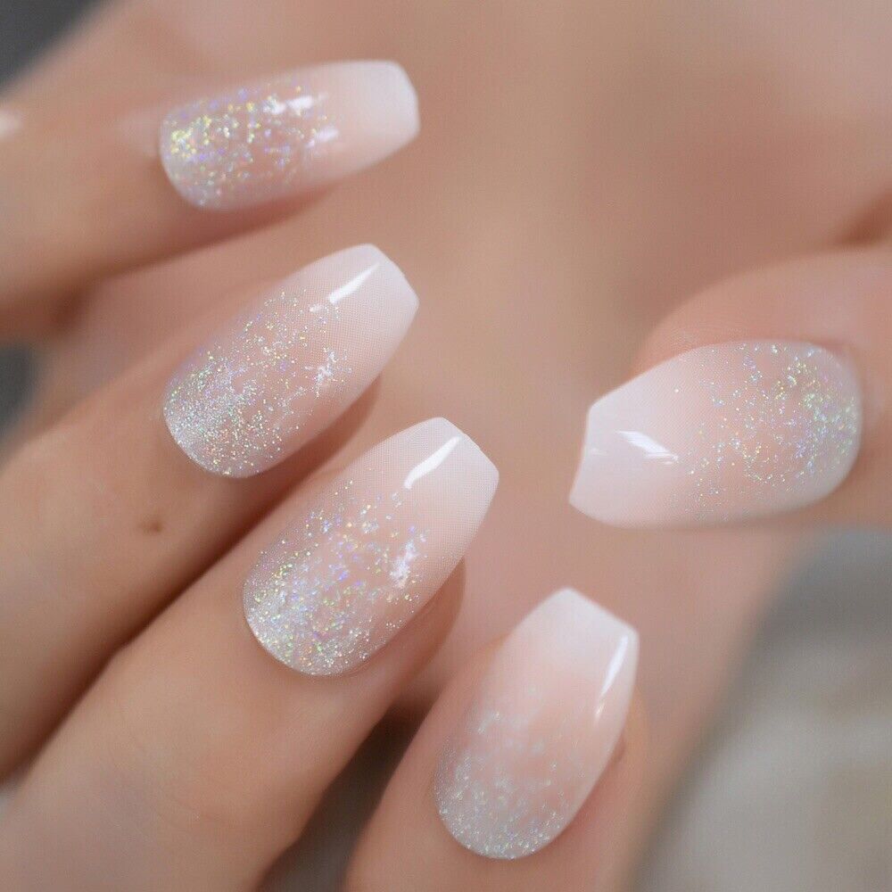 french ombre nails with glitter