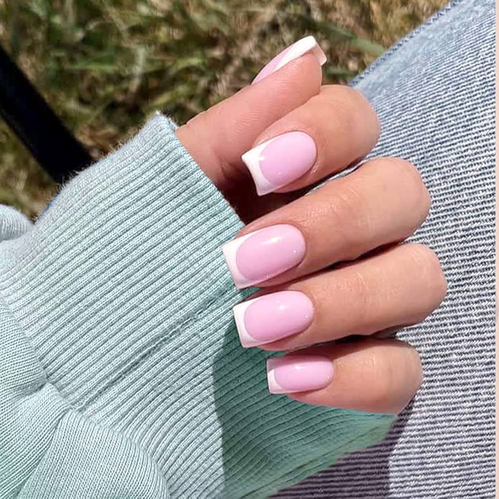 pink and white nails