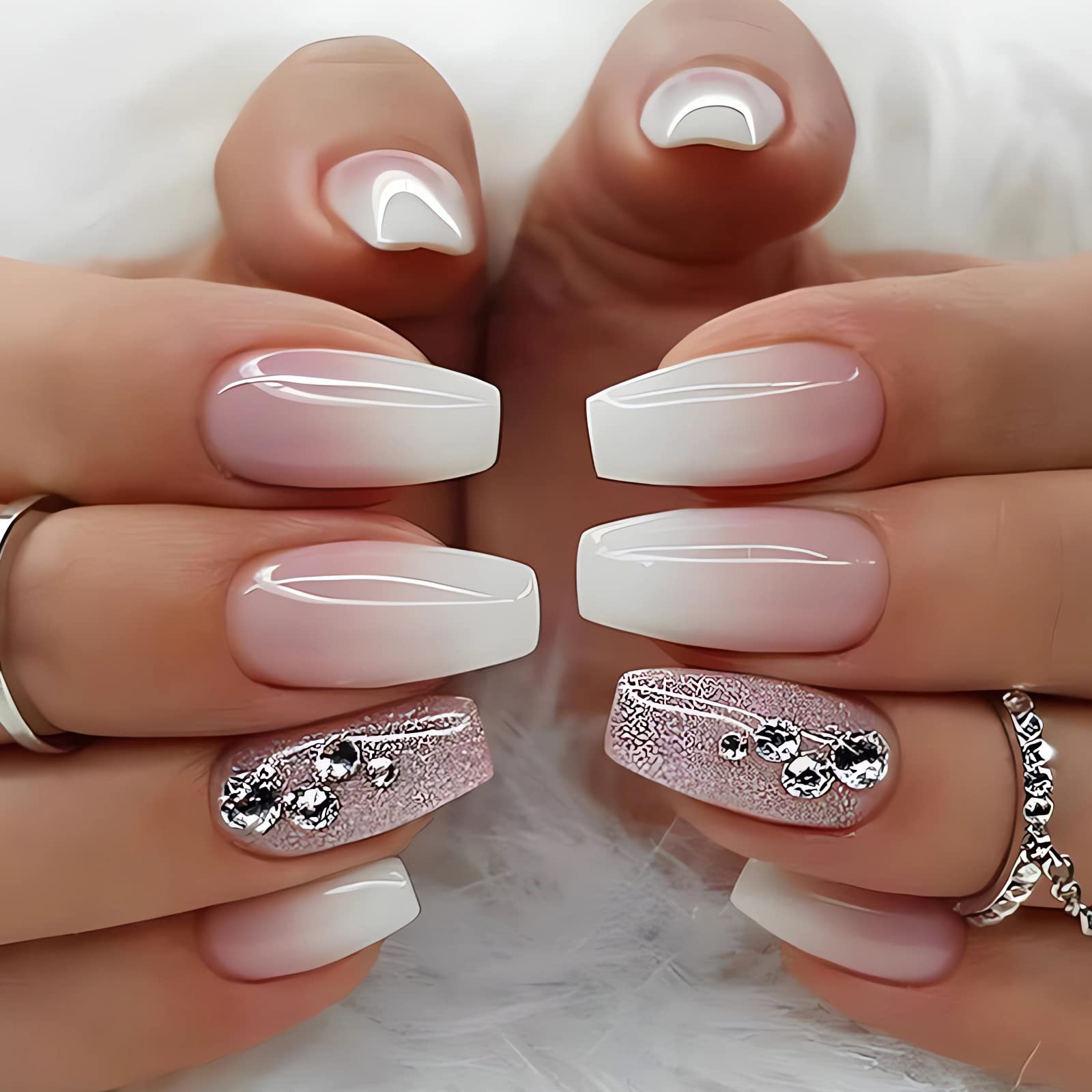 pink and white nails