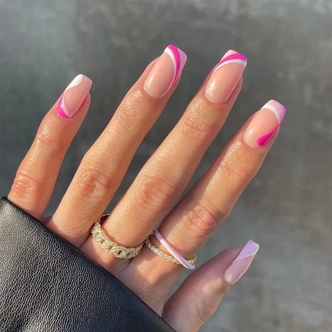 pink and white nails